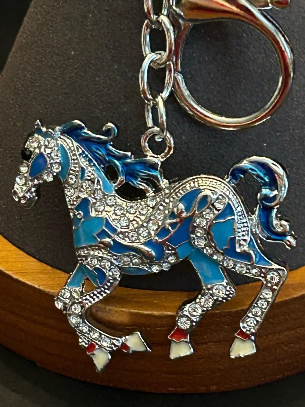 Gold or Silver Hardware w/Colorful Crystal Trotting Horse 🐎 Bag Charm Keychain